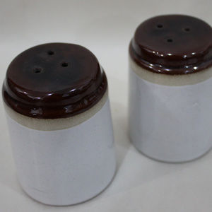 Brown Tan Stoneware Salt and Pepper Shakers